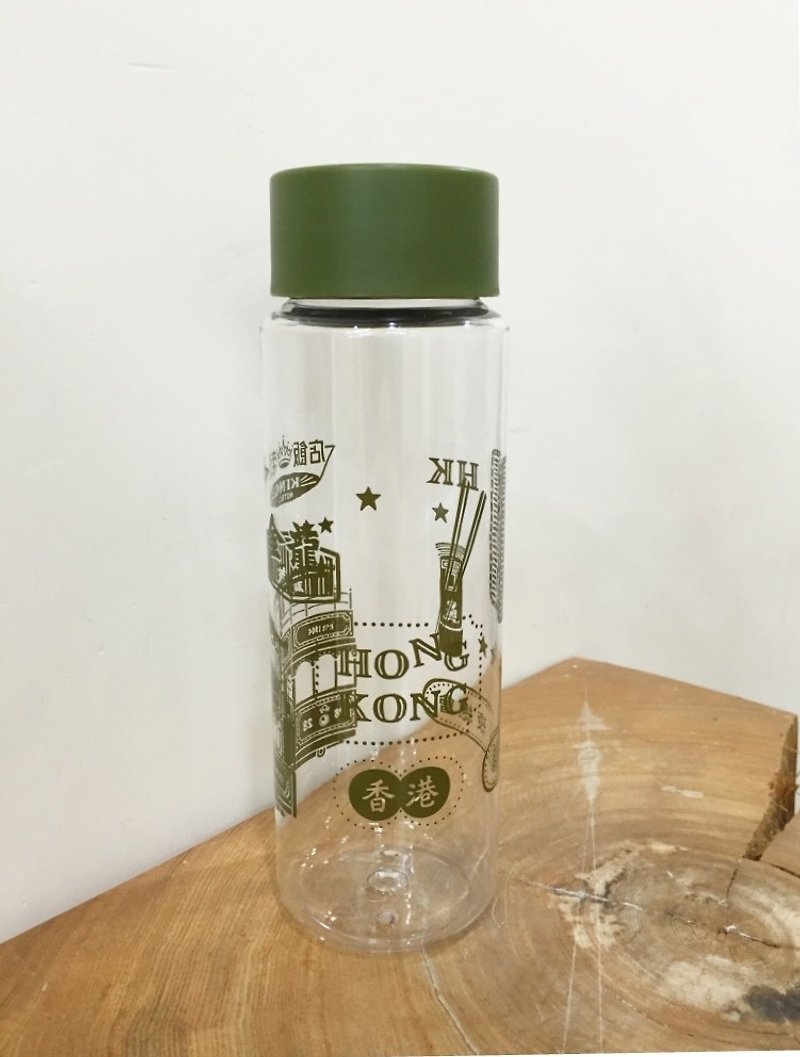 香港复古街景版 户外水瓶 水壶 透明- 墨绿色 - 水壶/水瓶 - 塑料 