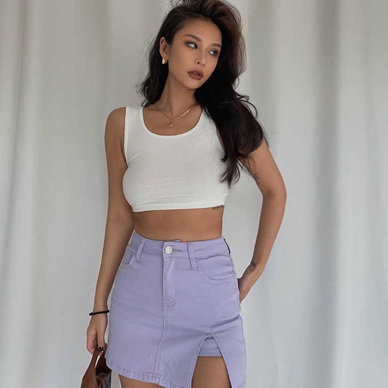 Lilac Y2K Purple Denim Mini Skirt