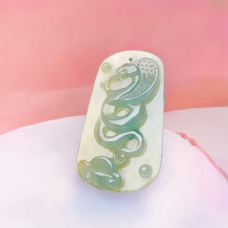 【小龙】冰种黄加绿翡翠蛇牌项链 | 天然翡翠A货 | 送礼 - 项链 - 玉石 多色