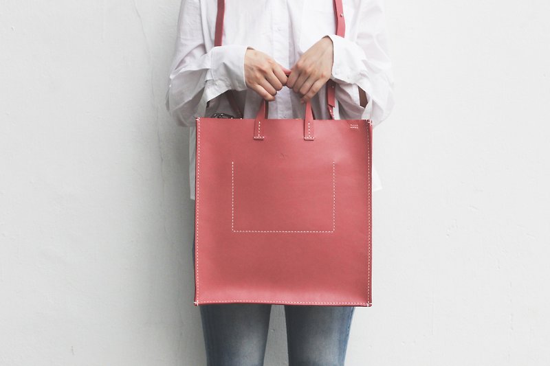 Two-Way Bag(L) - Pink - 手提包/手提袋 - 真皮 粉红色