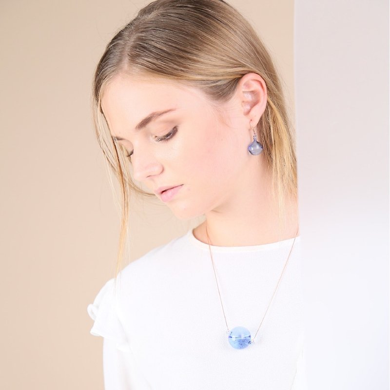Ocean drop necklace light blue - 项链 - 玻璃 蓝色