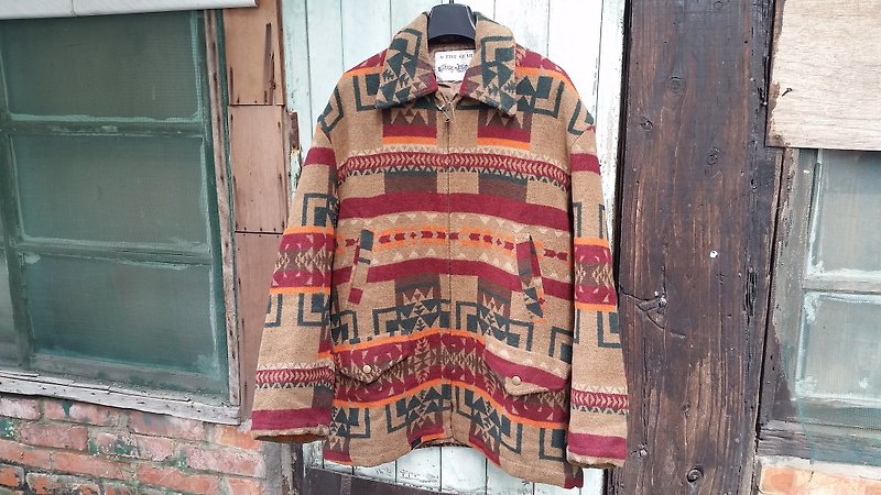 AMIN'S SHINY WORLD Vintage 印第安民族风大图腾羊毛大衣外套 - 男装外套 - 羊毛 多色