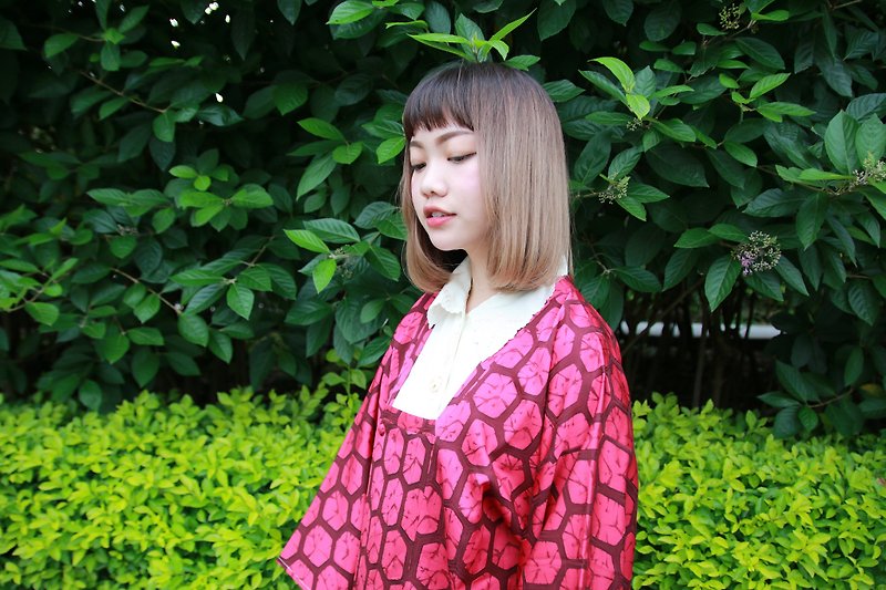 Back to Green::日本带回 蔷薇 巢穴  vintage kimono (KBI-53) - 女装休闲/机能外套 - 丝．绢 