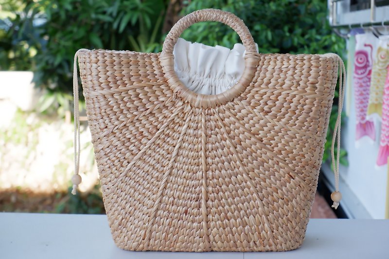woven bag woven bag hyacinth beach bag water hyacinth vintage - 手提包/手提袋 - 植物．花 