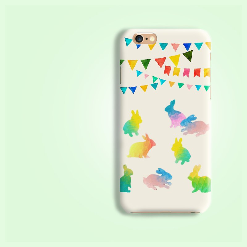 派对水彩幻彩剪影兔子图案手机壳 iphone XS XR Max S8 S9 Note 9 - 手机壳/手机套 - 塑料 