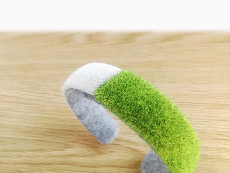grass bracelet cuff, Kawaii lawn bangle,Green bracelet, Gift for women, pretty - 手链/手环 - 棉．麻 绿色