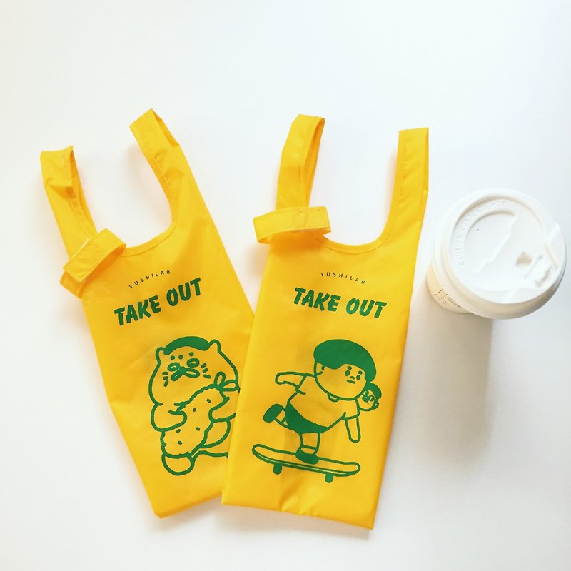 尼龙万用环保饮料提袋 ---双面印刷(介太五郎嘟子都在) - 手提包/手提袋 - 塑料 黄色