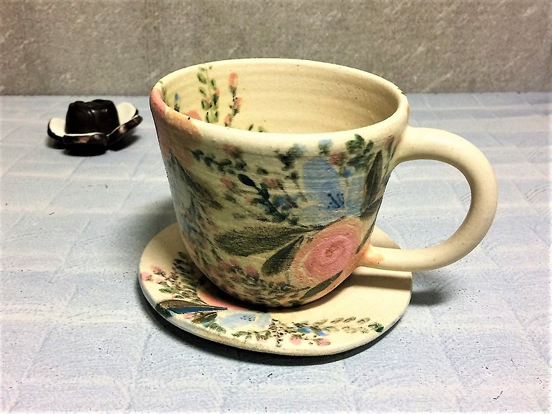幸福花束下午茶杯盘组(宽口)_陶器马克杯 - 咖啡杯/马克杯 - 陶 白色