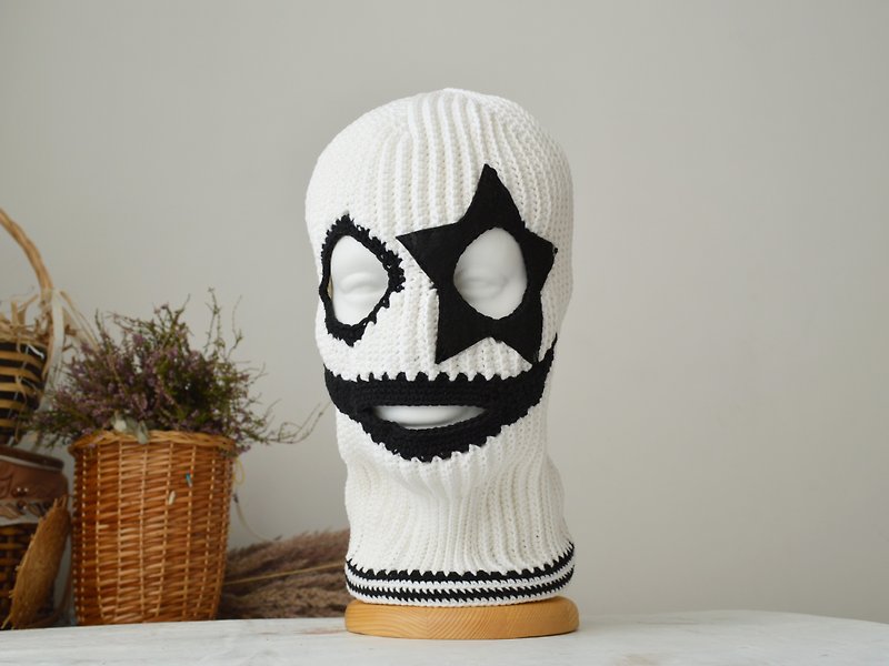 Custom crochet star ski mask for men and woman. Knit balaclava eyes 3 holes
