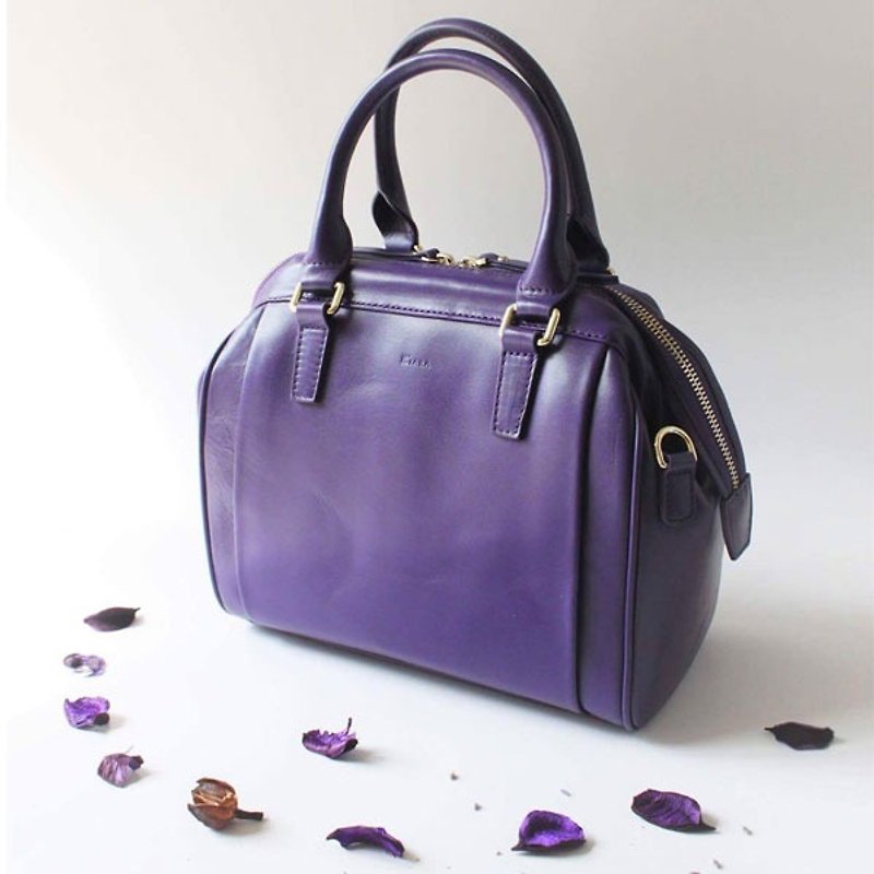 KATE 意大利皮革包包/相机包 (紫色) 手提包 医生包 原创设计 肩背包 斜背包 极简 百搭 女包 - 侧背包/斜挎包 - 真皮 紫色