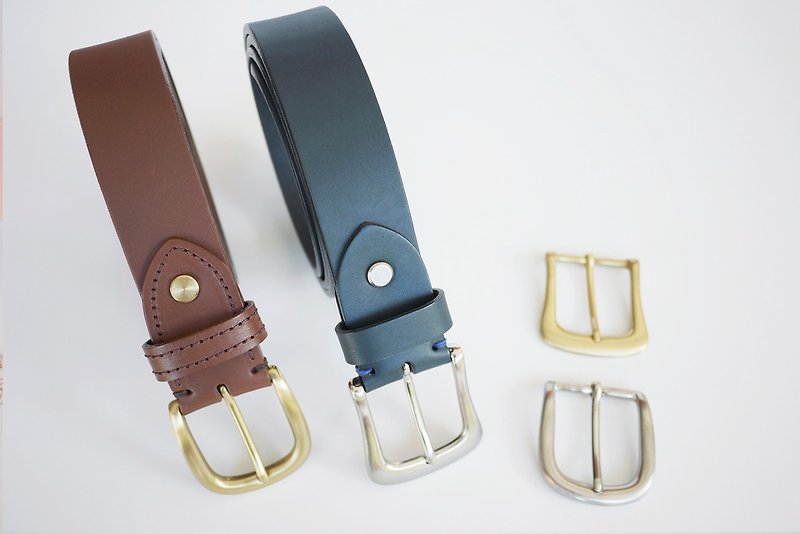 CHI01 简约定制皮带 35mm Belt - 腰带/皮带 - 真皮 咖啡色