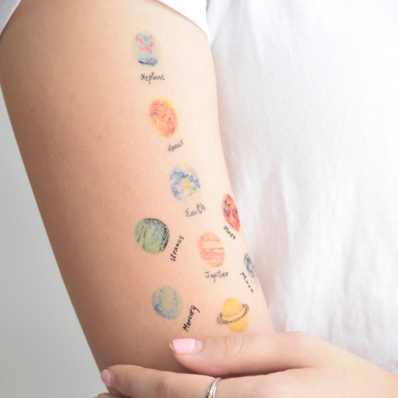 星球 星空刺青 纹身贴纸 简约 迷你 - 纹身贴 - 纸 多色
