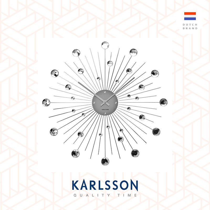 荷兰Karlsson 50cm Sunburst 晶石放射挂钟银色 - 时钟/闹钟 - 其他金属 银色