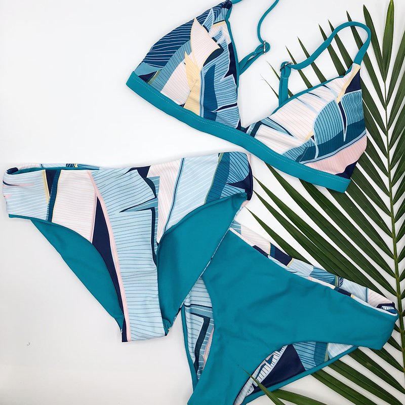 Blue Tropical Foliage Bikini - 女装泳衣/比基尼 - 聚酯纤维 多色