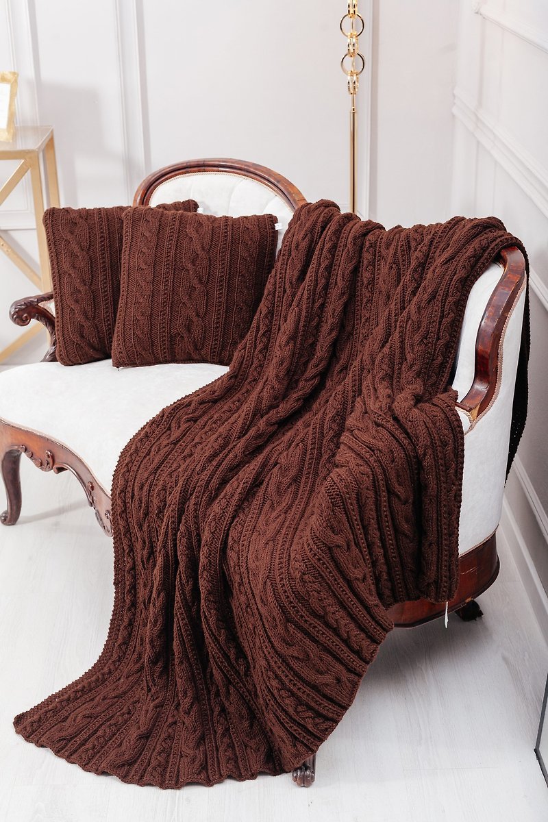Knitted blanket - 被子/毛毯 - 羊毛 咖啡色