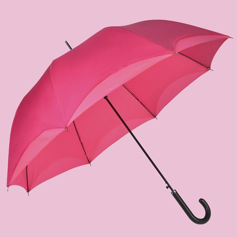 双层配色直伞|大伞面23寸|台湾福懋伞布(防风/雨伞) - 桃红与粉 - 雨伞/雨衣 - 防水材质 粉红色
