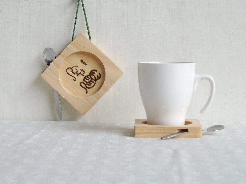生肖鼠 创意 杯垫 12生肖鼠  生日 祝福 礼物 小茶盘 桌上小物 - 杯垫 - 木头 