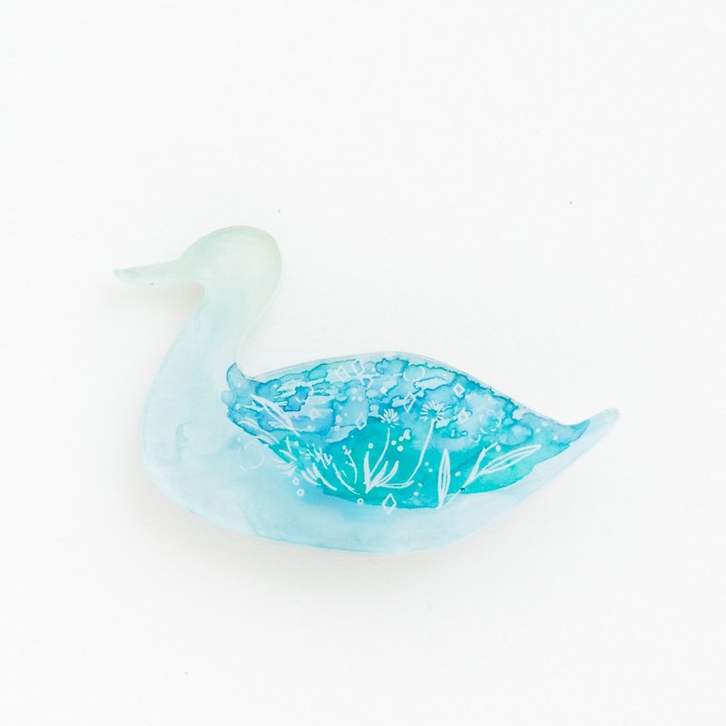 絵のブローチ【鳥】 - 胸针 - 压克力 蓝色