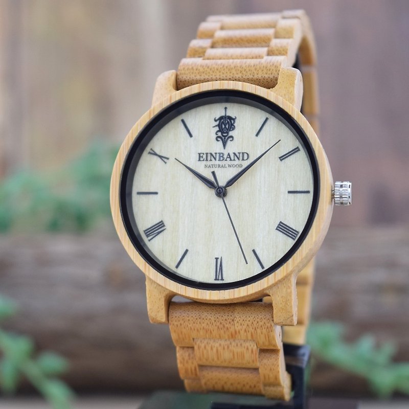 EINBAND Reise Bamboo 40mm Wooden Watch - 对表/情侣表 - 木头 咖啡色