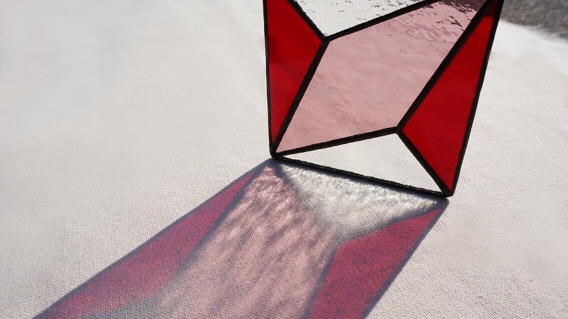 正负空间-四角红 杯垫 置物垫 挂饰 玻璃镶嵌 - 杯垫 - 玻璃 红色