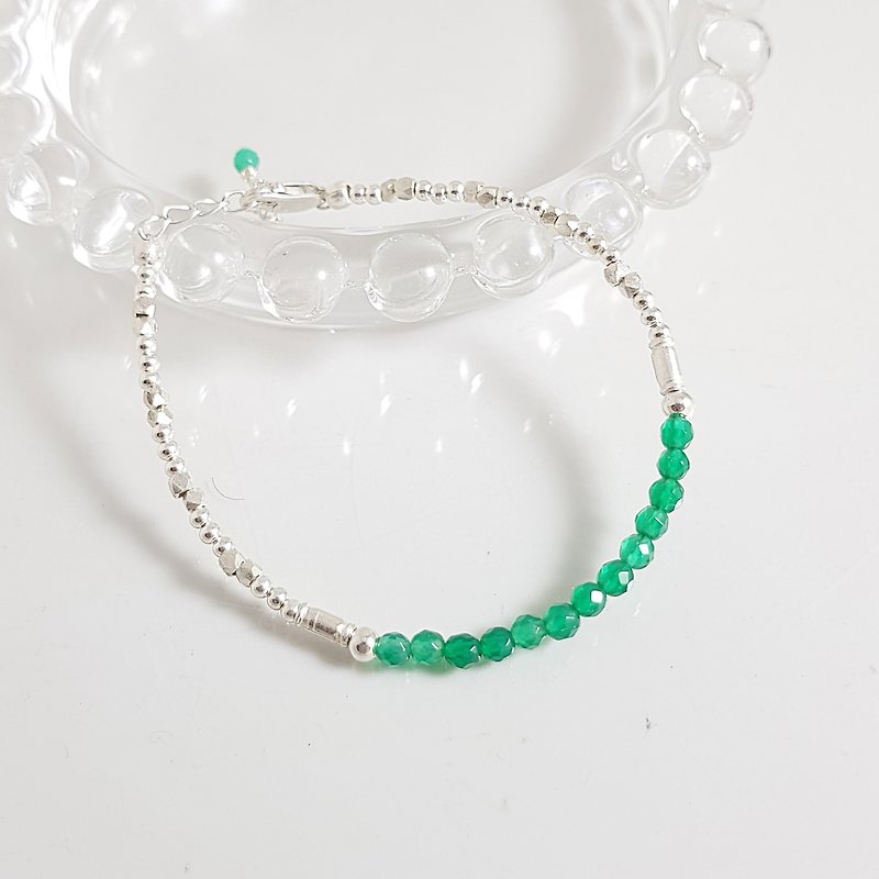 永恒 绿玛瑙纯银手链 - 手链/手环 - 宝石 绿色