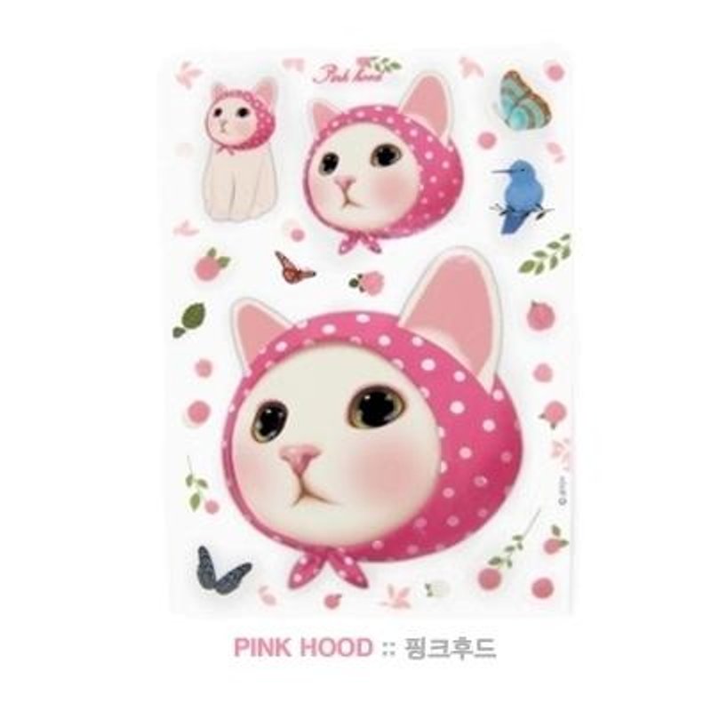 Jetoy, 甜蜜猫 装饰 贴纸_Pink hood J1508104 - 贴纸 - 纸 多色