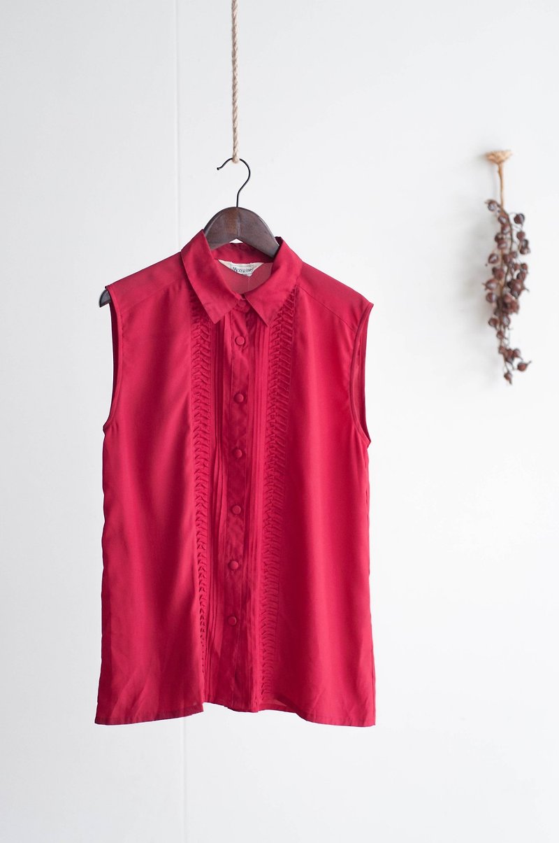 Vintage / 衬衫 / 手改无袖 no.425 - 女装衬衫 - 聚酯纤维 红色