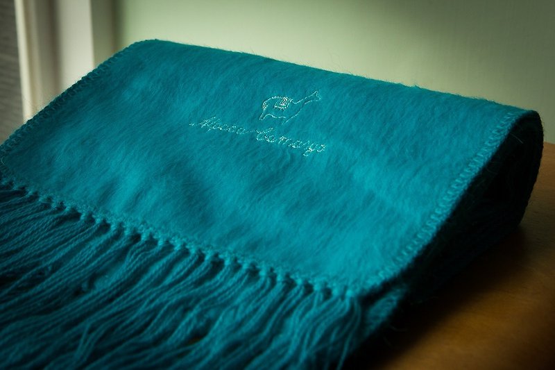南美洲手工羊驼围巾-窄版 - 围巾/披肩 - 其他材质 蓝色