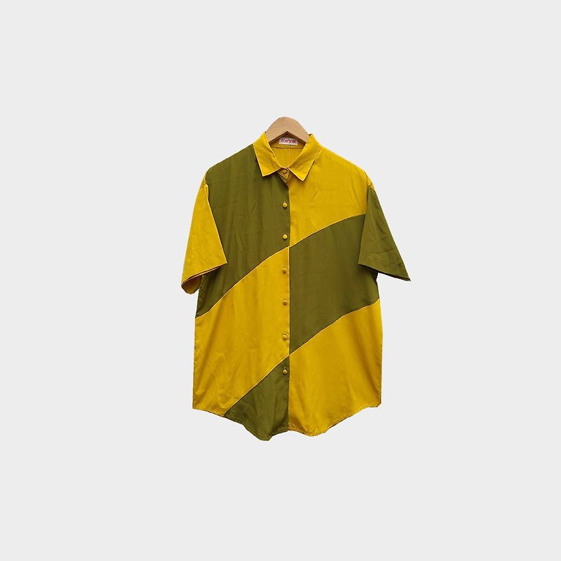 古着拼接黄绿衬衫 - 女装衬衫 - 聚酯纤维 黄色