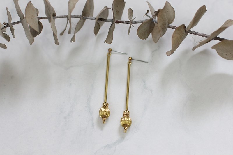 黄铜南瓜珠摩洛哥风格耳环 - 耳环/耳夹 - 铜/黄铜 黄色