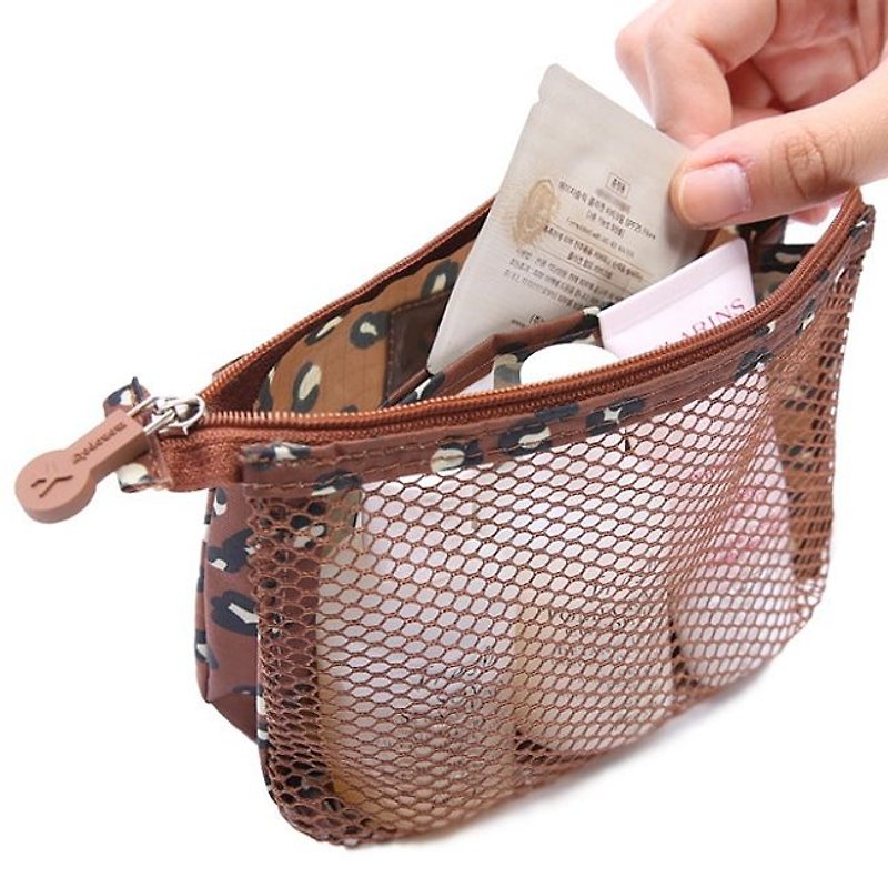 MPL5折-旅行收纳pattern网格万用包S-豹纹棕,MPL24475 - 化妆包/杂物包 - 塑料 咖啡色
