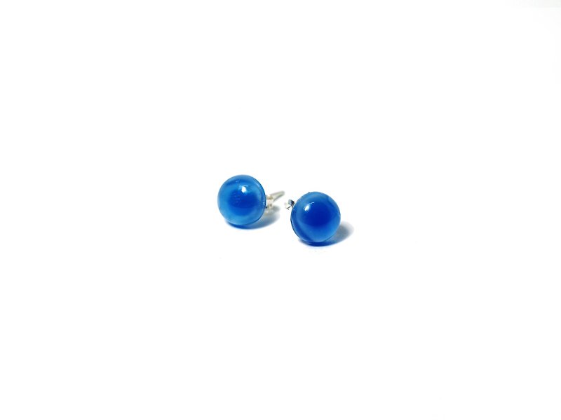 纯净的海洋 / 水蓝玛瑙 天然石925纯银耳环 (一对) - 耳环/耳夹 - 宝石 蓝色