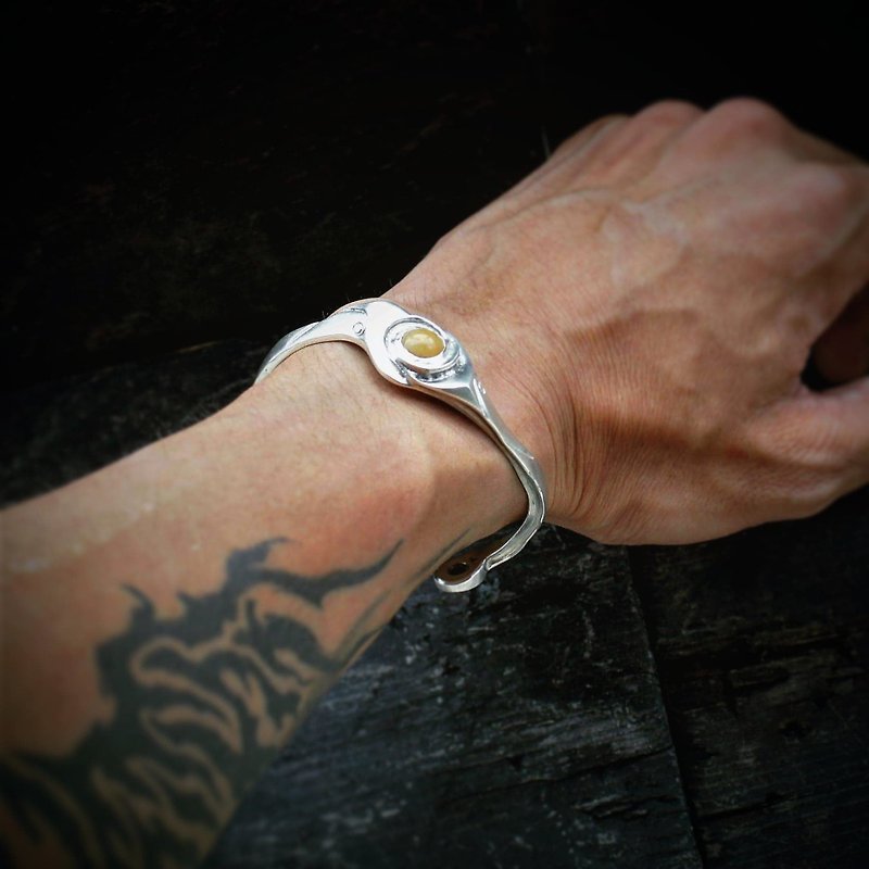 漩流手镯 简约版  swirl cuff bracelet concise type - 手链/手环 - 银 银色