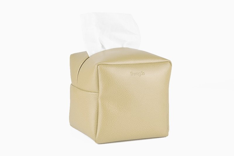 卷纸 立方体 面纸盒 防水卫生纸盒 卡其色 - 纸巾盒 - 人造皮革 卡其色