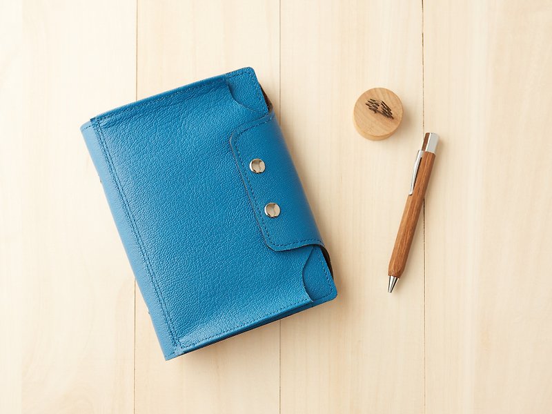 pouch系列:天蓝色牛皮6孔B6活页型笔袋记事本 - 笔记本/手帐 - 真皮 蓝色