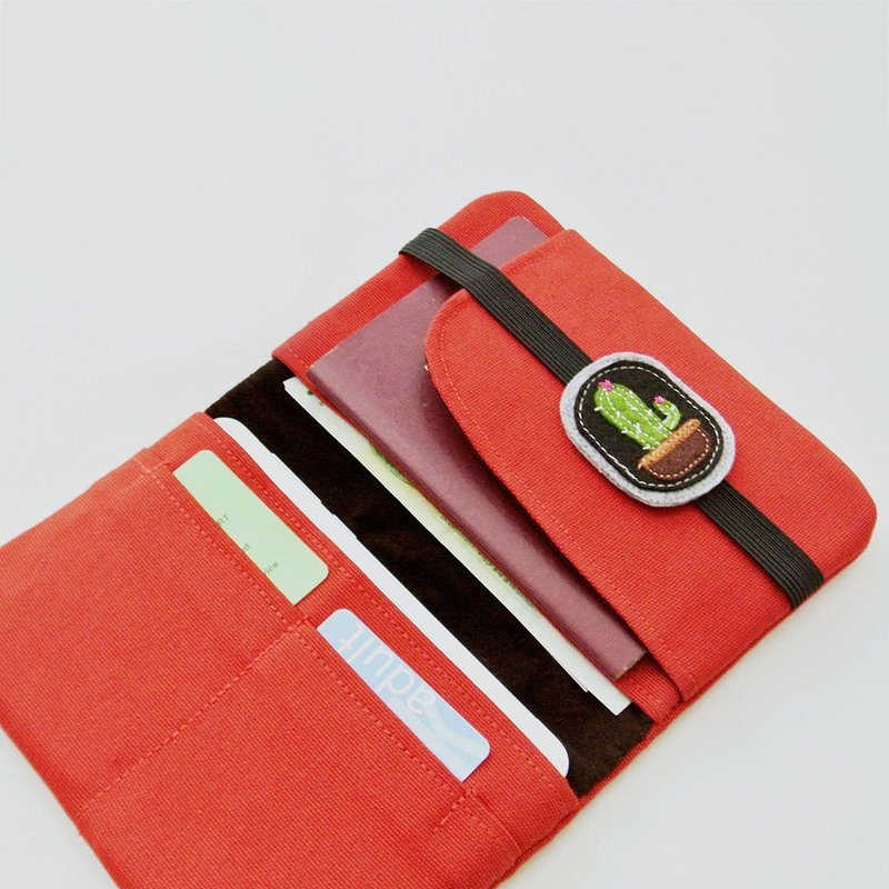 Passport Wallet, Passport Holder - Cactus Lovers (F) - 其他 - 棉．麻 红色