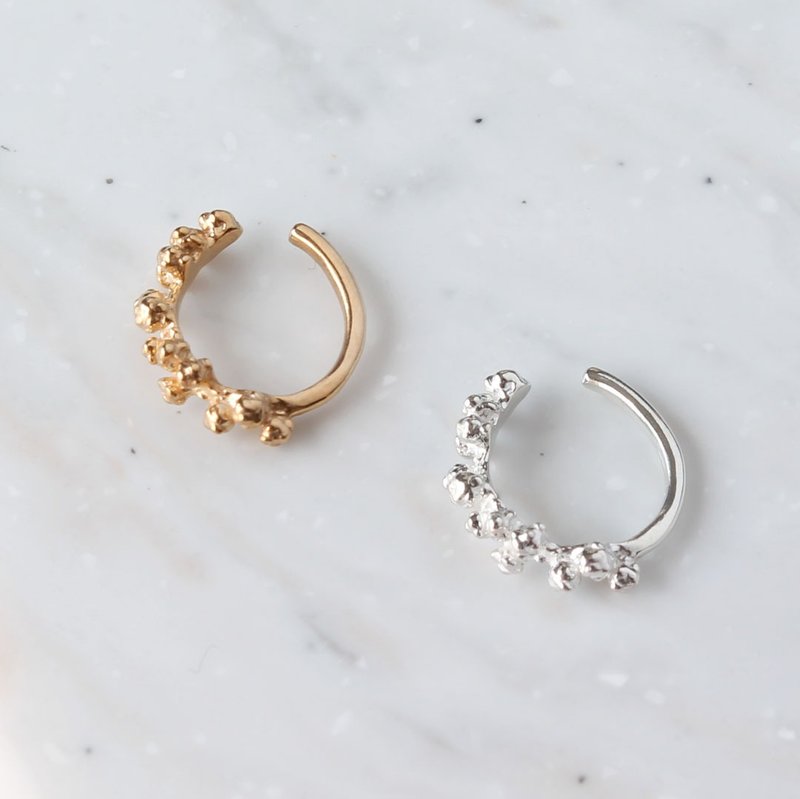 含羞草 纯银镀金 耳骨夹 / Mimosa ear cuff size :L / - 耳环/耳夹 - 纯银 银色