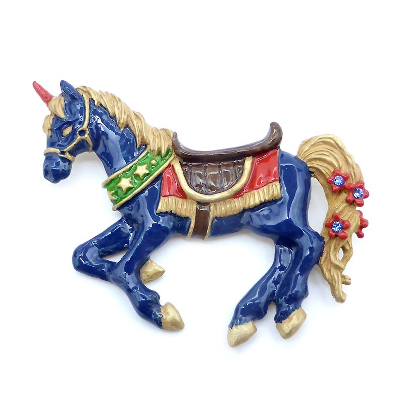 Knight Horse Brooch　リーパクレキス/ピンブローチPB081 - 胸针 - 其他金属 蓝色