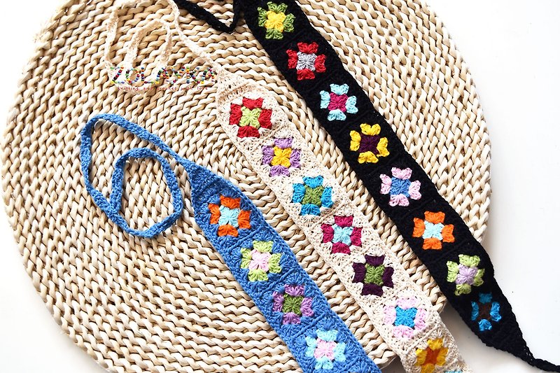 Granny Squares Headband, Colorful Crochet Fashion Hair Accessory - 发饰 - 棉．麻 多色
