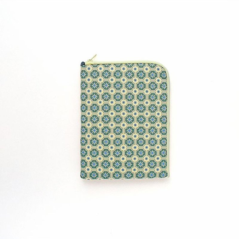iPad Mini收纳包/老磁砖2号/海之印象/米黄灰绿 - 平板/电脑保护壳 - 棉．麻 