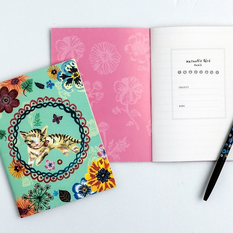 7321Design-Nathalie Lete 条纹笔记本-猫咪与蝴蝶,7321-08816 - 笔记本/手帐 - 纸 绿色