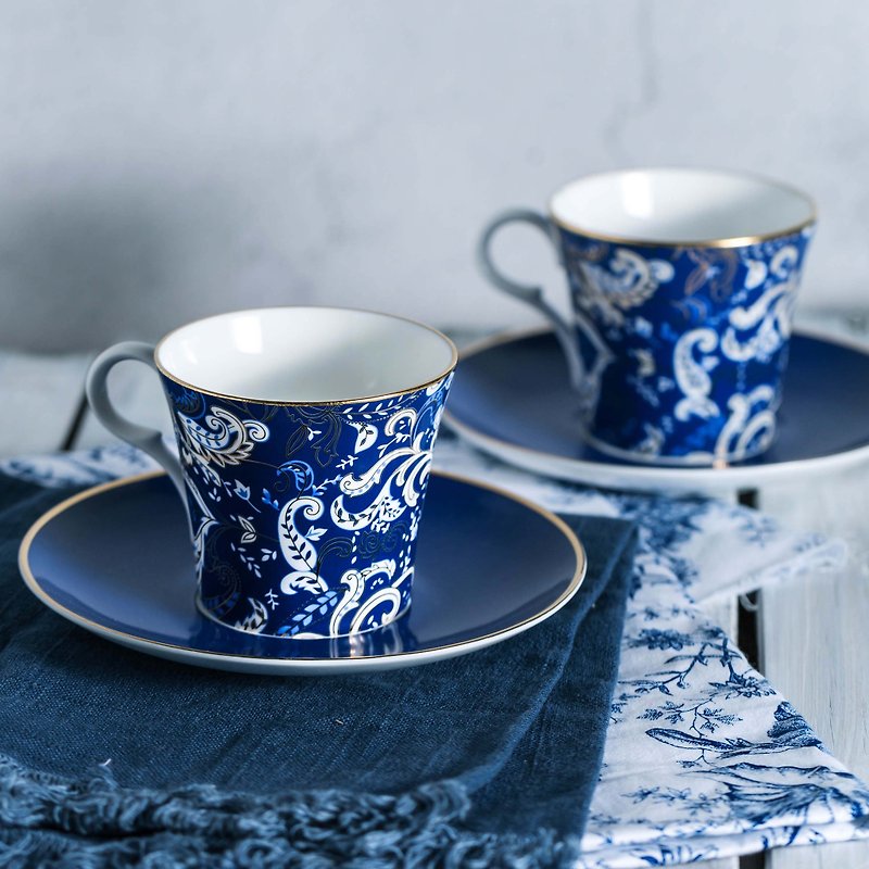 全蓝骨瓷咖啡杯碟 - 咖啡杯/马克杯 - 瓷 