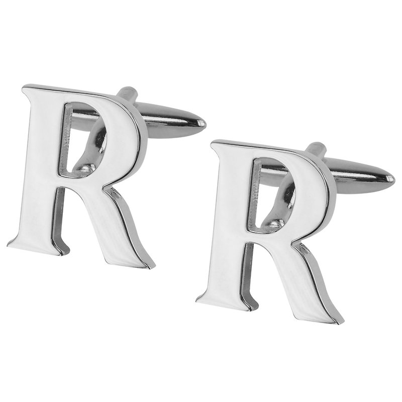 银色字母R袖扣 - 袖扣 - 其他金属 银色