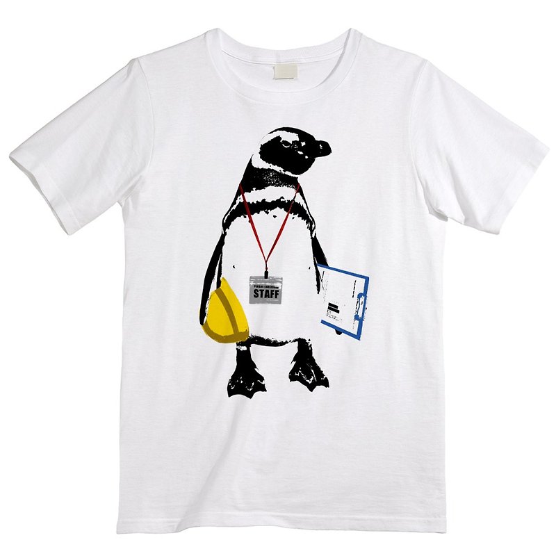 Tシャツ / STAFF ペンギン - 男装上衣/T 恤 - 棉．麻 白色