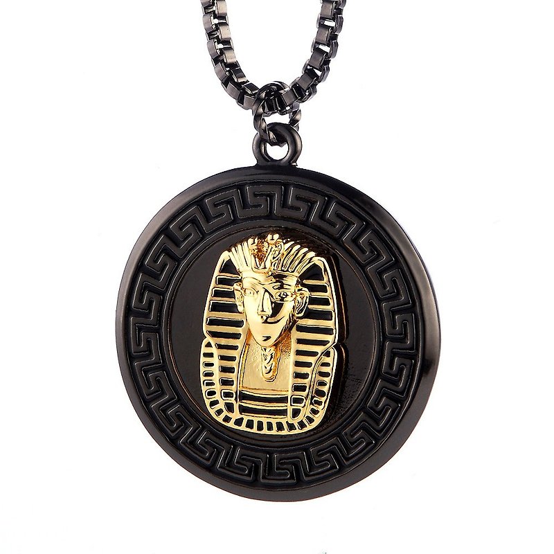 圆盘法老王面具项链  Disc Egypt Pharaoh Mask Necklace - 项链 - 其他金属 黑色