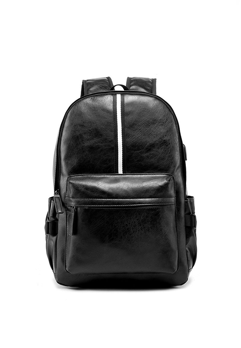 皮质休闲旅游背包 YM305 黑色 - 后背包/双肩包 - 人造皮革 黑色