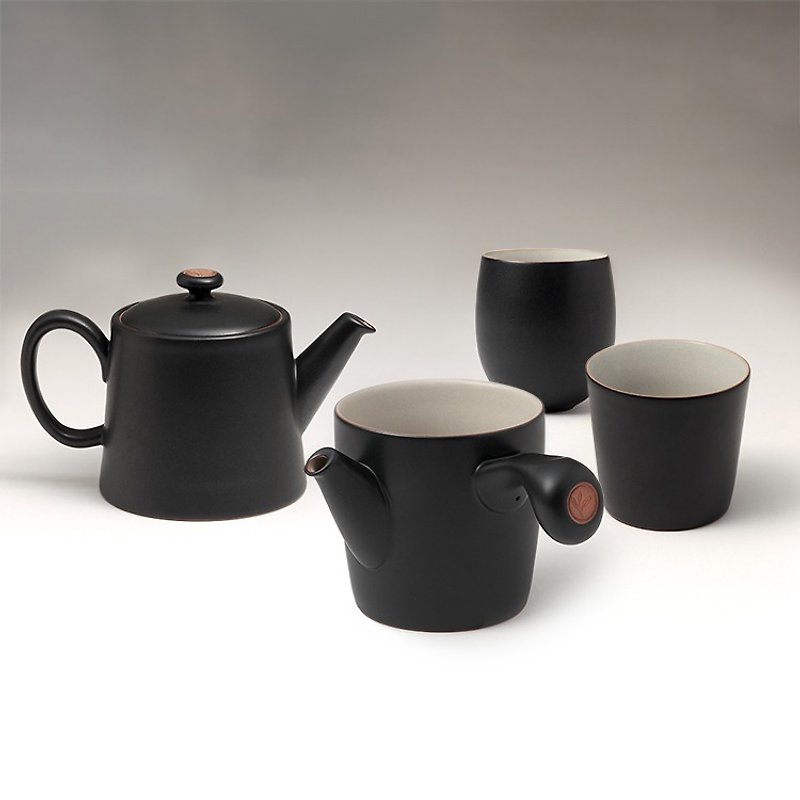 不二堂│黑陶原创茶具组 (1壶1海2杯) - 茶具/茶杯 - 陶 黑色