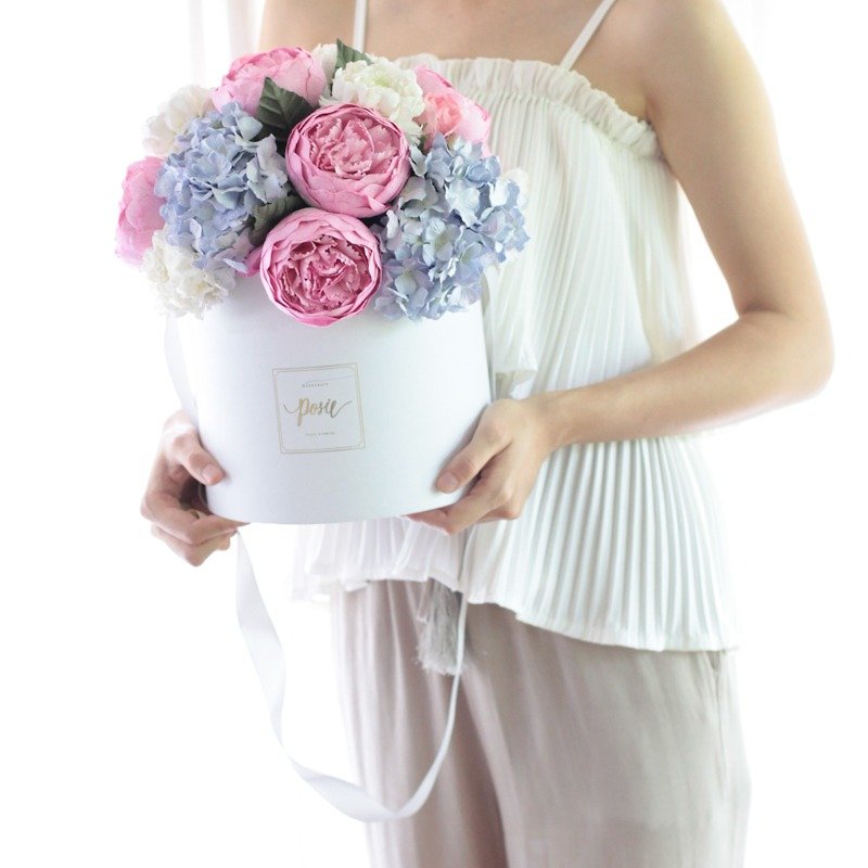 WG101 : Flower Arrangment Wonder Flower Gift Box Pastel Pink&Blue Size 16" Length - 摆饰 - 纸 粉红色