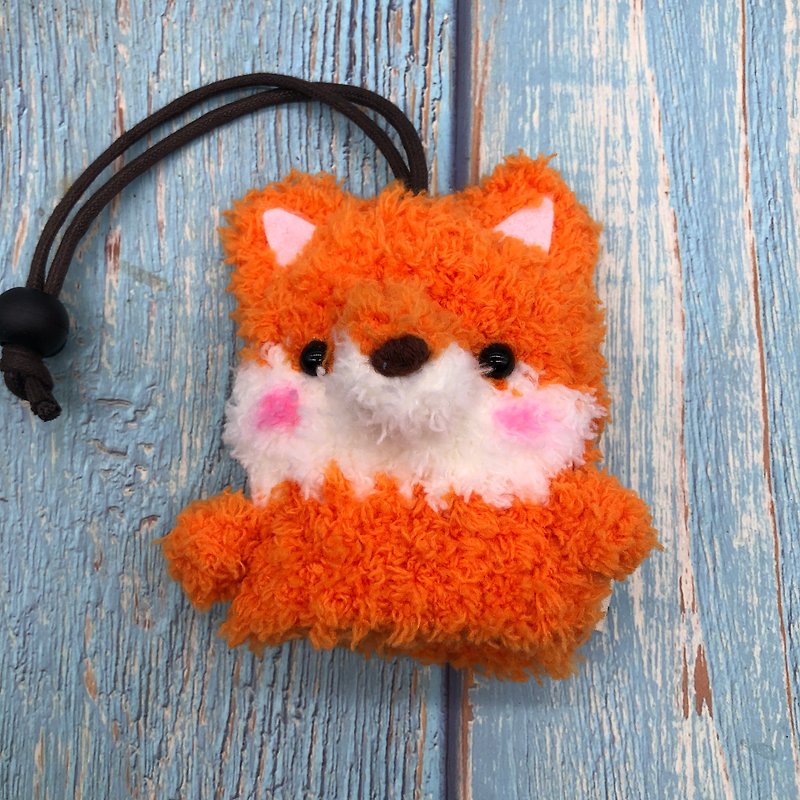 狐狸-四种尺寸 毛线编织  钥匙包  钥匙收纳  钥匙袋 - 钥匙链/钥匙包 - 其他人造纤维 橘色