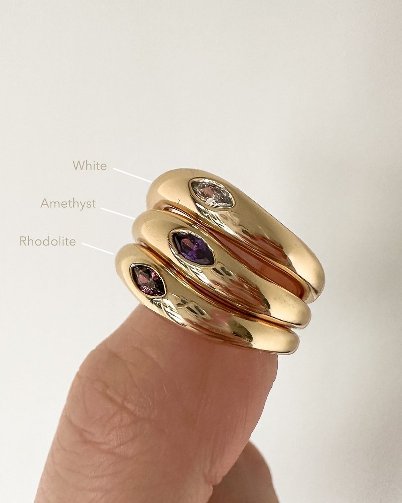 Renee可叠式紫水晶戒指 | Sachelle Collective - 戒指 - 贵金属 金色